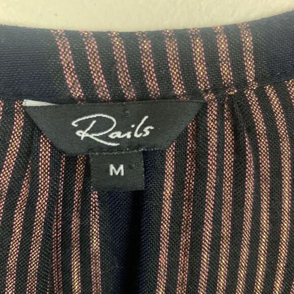 Rails Dress Womens Medium Stripe Black Metallic Jasmine Midas Tunic Mini - Picture 3 of 7